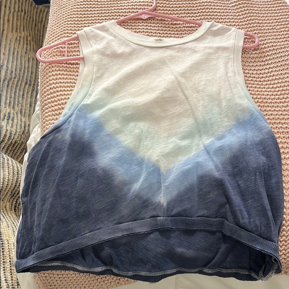 Women's Sleeveless Blue and White Top